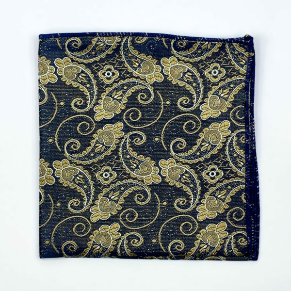 NÄSDUK | PAISLEY | MARINBLÅ/GULD SIDEN